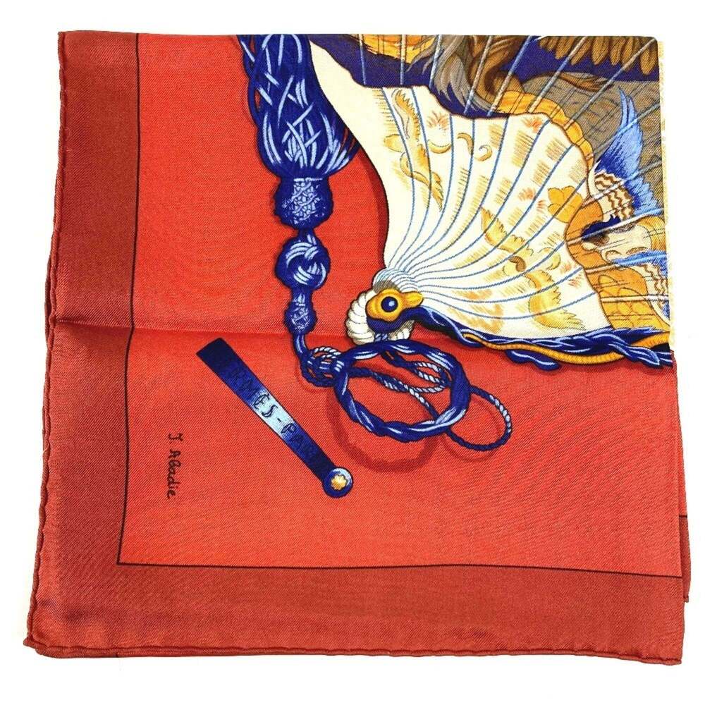 HERMES Red Silk Scarf - Picture 12 of 13